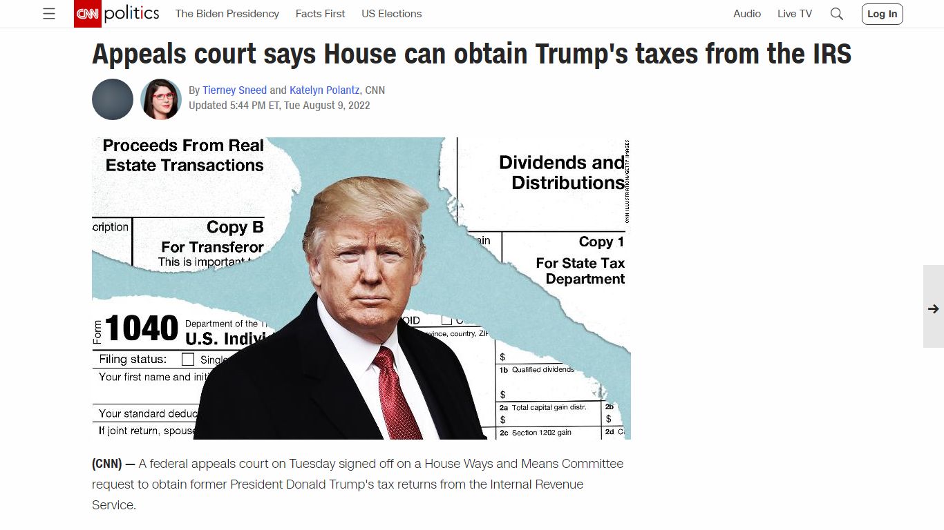 Appeals court says House can obtain Trump’s taxes from the IRS