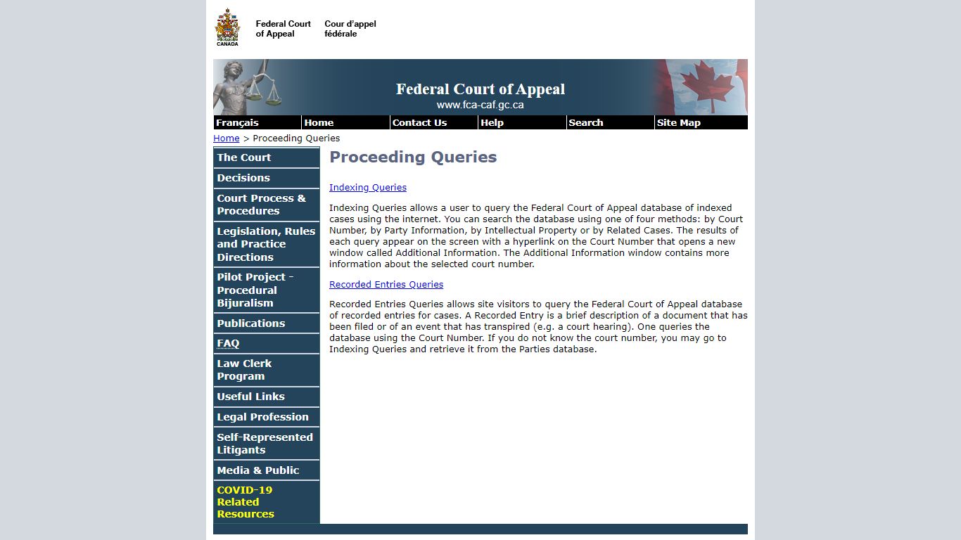 Federal Court of Appeal - Proceeding Queries