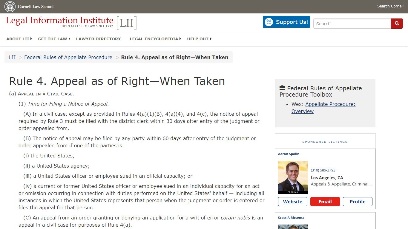 Rule 4. Appeal as of Right—When Taken | Federal Rules of Appellate ...